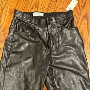 Abercrombie & Fitch Black High-Rise 90’s leather pants long length